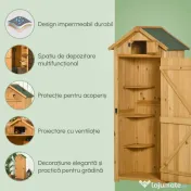 Outsunny Magazie de Gradina din Lemn, Casuta pentru Scule, sopron Impermeabil cu 3 Rafturi Detasabile,Galben | AOSOM RO 