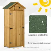 Outsunny Magazie de Gradina din Lemn, Casuta pentru Scule, sopron Impermeabil cu 3 Rafturi Detasabile,Galben | AOSOM RO 