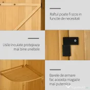 Outsunny Magazie de Gradina din Lemn, Casuta pentru Scule, sopron Impermeabil cu 3 Rafturi Detasabile,Galben | AOSOM RO 