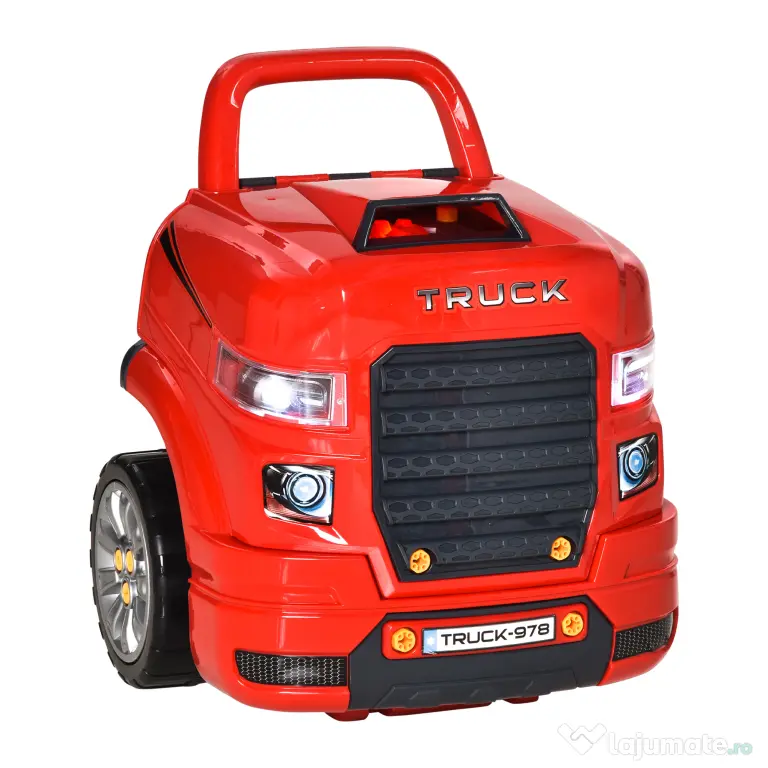 Camion de jucarie cu functii si accesorii, pentru copii de 3-5 ani, rosu HOMCOM | Aosom Romania
