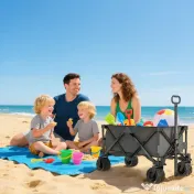 Outsunny Cărucior de grădină, sarcină maximă 70kg, cu mâner telescopic, din metal și material Oxford, 108x55 cm, gri 