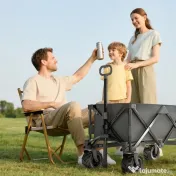 Outsunny Cărucior de grădină, sarcină maximă 70kg, cu mâner telescopic, din metal și material Oxford, 108x55 cm, gri 