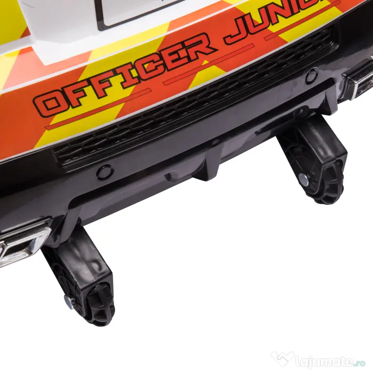 Masina Electrica pentru Copii de Politie Baterie 12V si Telecomanda, Sirena Lumini, Conexiune USB pentru Muzica 110x68x52cm HOMCOM | Aosom Romania