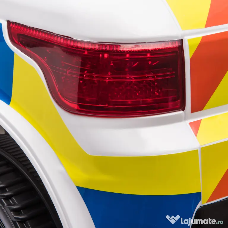 Masina Electrica pentru Copii de Politie Baterie 12V si Telecomanda, Sirena Lumini, Conexiune USB pentru Muzica 110x68x52cm HOMCOM | Aosom Romania