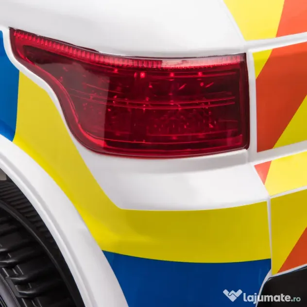 Masina Electrica pentru Copii de Politie Baterie 12V si Telecomanda, Sirena Lumini, Conexiune USB pentru Muzica 110x68x52cm HOMCOM | Aosom Romania
