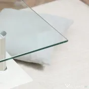 HOMCOM Măsuță de Cafea Dreptunghiulară din Sticlă, Masă Centrală cu 2 Niveluri și Raft de Depozitare, 90x50x42 cm, Alb 