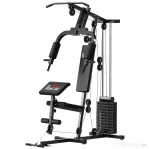 HOMCOM Stație de Fitness cu Șezut și Spătar Căptușite, din Oțel și PU, 135x103x210 cm, Negru