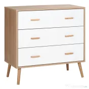 HOMCOM Comodă cu 3 sertare ridicată pentru living și dormitor, din lemn, 80x39x80 cm, alb și culoare lemn 