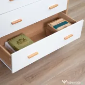 HOMCOM Comodă cu 3 sertare ridicată pentru living și dormitor, din lemn, 80x39x80 cm, alb și culoare lemn 
