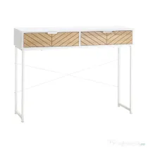 Consola Moderna HOMCOM cu 2 Sertare, Masa pentru Hol Metalica cu Structura Incrucisata, Masuta pentru Sufragerie, Alba | Aosom Romania