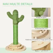 PawHut Stâlp Zgâriat pentru Pisici, Centru de Joacă în Formă de Cactus, 32x32x60cm, Verde | Aosom Romania
