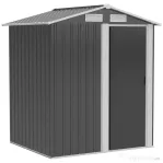 Outsunny Magazie de Gradina Cutie Scule din Otel, Acoperis Inclinat si 4 Prize de Aer, 152x132x188cm