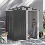 Outsunny Magazie de Gradina din Otel Galvanizat, sopron pentru Scule cu Acoperis Inclinat , Gri si Alb | Aosom Romania 