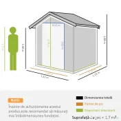 Outsunny Magazie de Gradina din Otel Galvanizat, sopron pentru Scule cu Acoperis Inclinat , Gri si Alb | Aosom Romania 