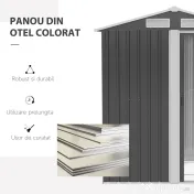 Outsunny Magazie de Gradina din Otel Galvanizat, sopron pentru Scule cu Acoperis Inclinat , Gri si Alb | Aosom Romania 