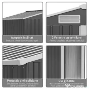 Outsunny Magazie de Gradina din Otel Galvanizat, sopron pentru Scule cu Acoperis Inclinat , Gri si Alb | Aosom Romania 