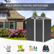 Outsunny Magazie de Gradina din Otel Galvanizat, sopron pentru Scule cu Acoperis Inclinat , Gri si Alb | Aosom Romania 