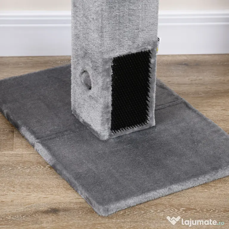 PawHut Ansamblu pentru Pisici cu 2 Mingi de Jucărie și Perie, 59.5x39x79 cm, Gri | Aosom Romania