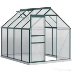 Outsunny Sera Walk-In Aluminiu & Policarbonat – Ventilatie si Jgheab