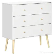HOMCOM Comoda cu 3 sertare cu manere din PAL si lemn de pin pentru camera de zi si dormitor, 80x30x80 cm, alb 