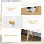 HOMCOM Comoda cu 3 sertare cu manere din PAL si lemn de pin pentru camera de zi si dormitor, 80x30x80 cm, alb 
