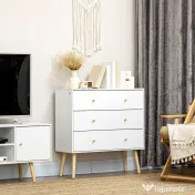 HOMCOM Comoda cu 3 sertare cu manere din PAL si lemn de pin pentru camera de zi si dormitor, 80x30x80 cm, alb 