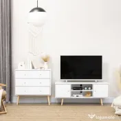 HOMCOM Comoda cu 3 sertare cu manere din PAL si lemn de pin pentru camera de zi si dormitor, 80x30x80 cm, alb 
