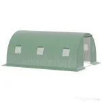 Outsunny Sera Tunel de Exterior cu Copertina din PE, Usa cu Fermoar si 6 Ferestre, Verde