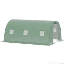 Outsunny Seră Tunel Mare pentru Plante, Copertină PE, Ușă cu Fermoar și 6 Ferestre, 450x300x200 cm, Verde | Aosom Romania