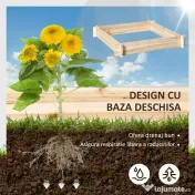 Outsunny Pat pentru Gradina de Zarzavat din Lemn de Brad, Asamblare fara Suruburi, 100x100x16cm 