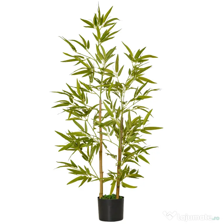 HOMCOM Bambus Artificial Luxuriant în Ghiveci, 120 cm, 336 Frunze Verzi, Decor Elegant Interior/Exterior | Aosom Romania