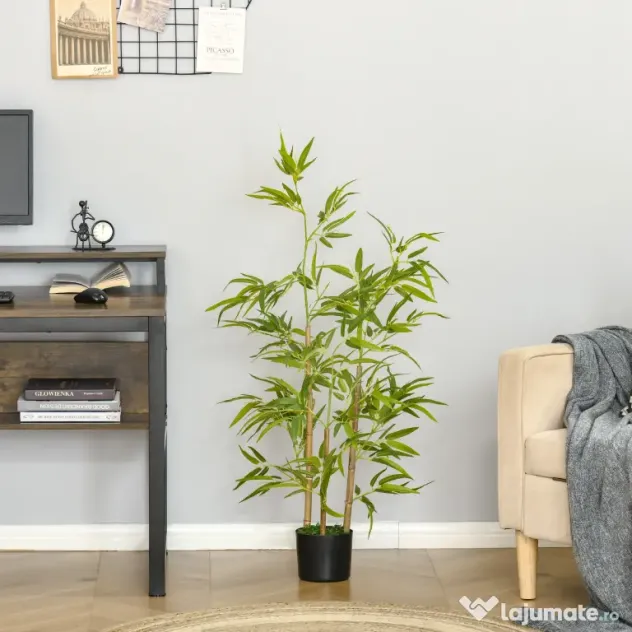 HOMCOM Bambus Artificial Luxuriant în Ghiveci, 120 cm, 336 Frunze Verzi, Decor Elegant Interior/Exterior | Aosom Romania