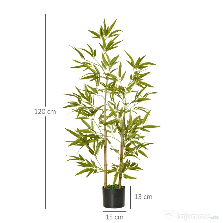HOMCOM Bambus Artificial Luxuriant în Ghiveci, 120 cm, 336 Frunze Verzi, Decor Elegant Interior/Exterior | Aosom Romania