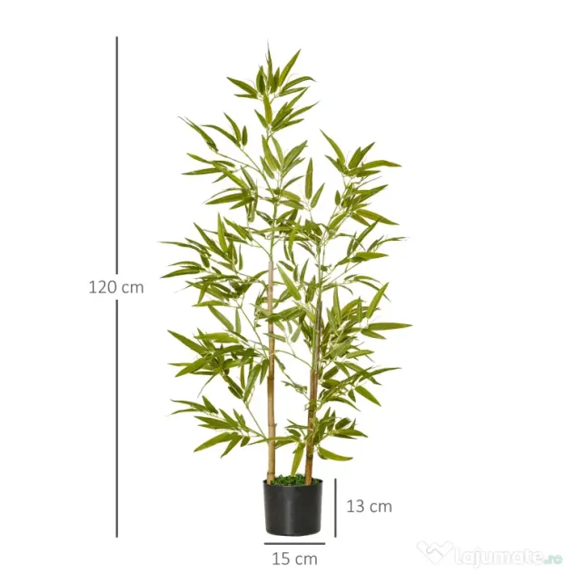HOMCOM Bambus Artificial Luxuriant în Ghiveci, 120 cm, 336 Frunze Verzi, Decor Elegant Interior/Exterior | Aosom Romania