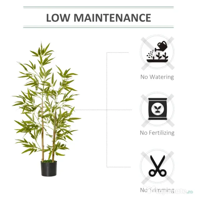 HOMCOM Bambus Artificial Luxuriant în Ghiveci, 120 cm, 336 Frunze Verzi, Decor Elegant Interior/Exterior | Aosom Romania