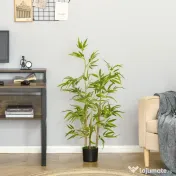 HOMCOM Planta Bambus Artificial Inaltime 120 cm cu Ghiveci pentru Interior si Exterior -Verde 