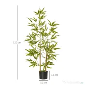 HOMCOM Planta Bambus Artificial Inaltime 120 cm cu Ghiveci pentru Interior si Exterior -Verde 