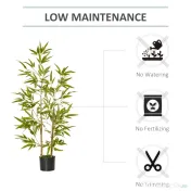HOMCOM Planta Bambus Artificial Inaltime 120 cm cu Ghiveci pentru Interior si Exterior -Verde 