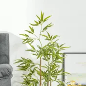 HOMCOM Planta Bambus Artificial Inaltime 120 cm cu Ghiveci pentru Interior si Exterior -Verde 