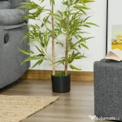 HOMCOM Planta Bambus Artificial Inaltime 120 cm cu Ghiveci pentru Interior si Exterior -Verde 
