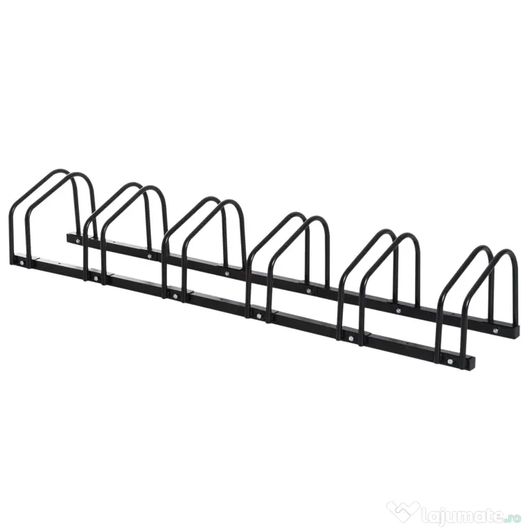 HOMCOM Suport de parcare pentru 6 biciclete din otel, 179x33x27 cm, negru