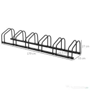 HOMCOM Suport de parcare pentru 6 biciclete din otel, 179x33x27 cm, negru 