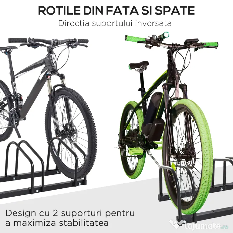 HOMCOM Suport de parcare pentru 6 biciclete din otel, 179x33x27 cm, negru