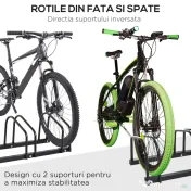 HOMCOM Suport de parcare pentru 6 biciclete din otel, 179x33x27 cm, negru 