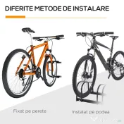 HOMCOM Suport de parcare pentru 6 biciclete din otel, 179x33x27 cm, negru 