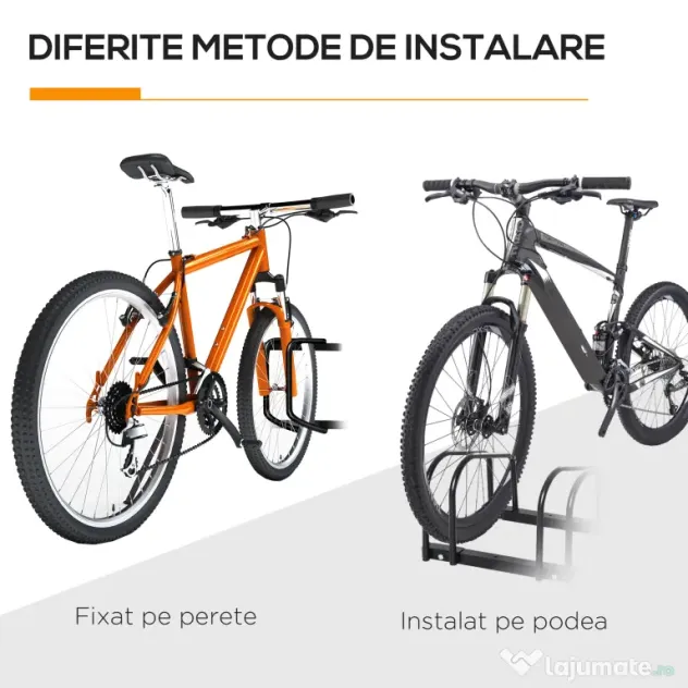 HOMCOM Suport de parcare pentru 6 biciclete din otel, 179x33x27 cm, negru