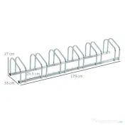 HOMCOM Suport de parcare pentru 6 biciclete din otel, 179x33x27 cm, argintiu