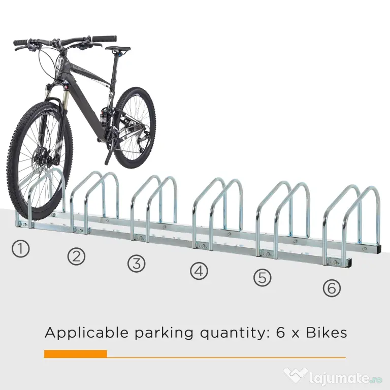 HOMCOM Suport de parcare pentru 6 biciclete din otel, 179x33x27 cm, argintiu