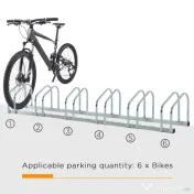 HOMCOM Suport de parcare pentru 6 biciclete din otel, 179x33x27 cm, argintiu