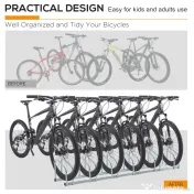 HOMCOM Suport de parcare pentru 6 biciclete din otel, 179x33x27 cm, argintiu